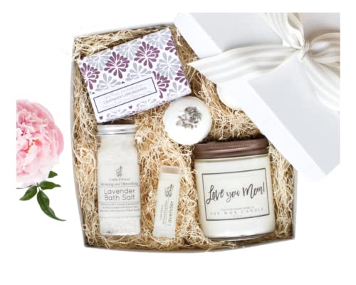 The Little Flower Soap Co. Est. 2010 Luxury Spa Day Gift for Women - Relaxing Lavender Essential Oil Spa Day Self Care Kit Mother's Day Gift Ideas Valentines Day for Mom
