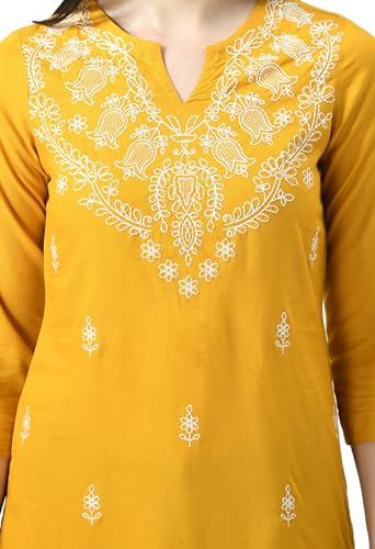 Image of QAZMI Women's Cotton Straight Embroidered Kurti
