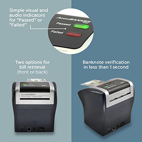 Accubanker D490 Cash & Card Validator 2 In 1 Money Reader & Automatic Money Scanner Detects Counterfeit Bills In Less Than 1 Seconds And Checks Ids And Credit Cards With Uv, Mg & Wm Detection #TOP1