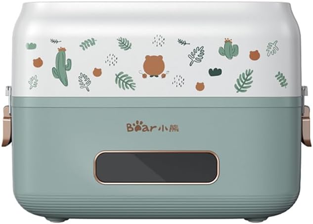 Bear Plug-in Electric Heated Lunch Box DFH-B15Q1, Multi-Functional Lunch Box with Keep Warm, Leak Proof & Freshness, Green, 1.5L