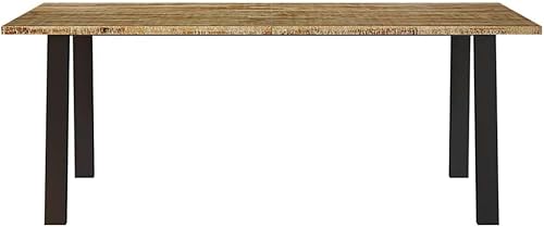 Miniatura 5 de Solid Acacia Wood Dining Table 78.7 x 35.4 in Industrial Rectangular Kitchen Table Seats 6 Modern Rustic Brown Finish for Dining Room Living Space