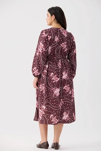 Image of TIYOMI Womens Plus Size Dresses Fall Long Sleeve Maxi Dresses V Neck Floral Spring Party Dress with Pockets XL-5XL (14W-28W)
