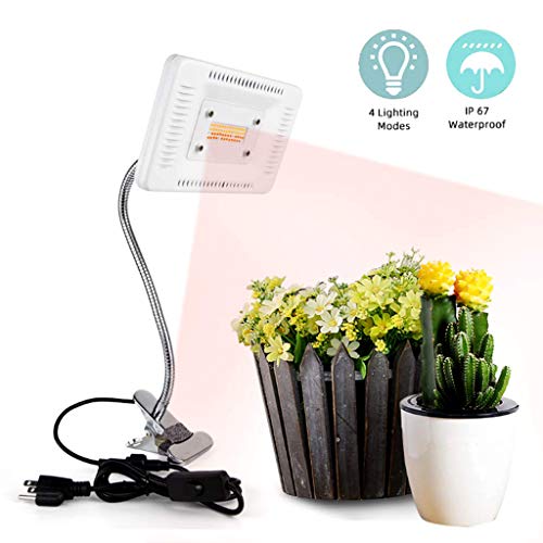 RENYAFEI LED Grow Light Bulb for Indoor Plants 50W Plant Growing Lamp 360° Adjustable Gooseneck 4 Lighting Modes IP67 Waterproof for Plants Seedling Growing (56 Leds)