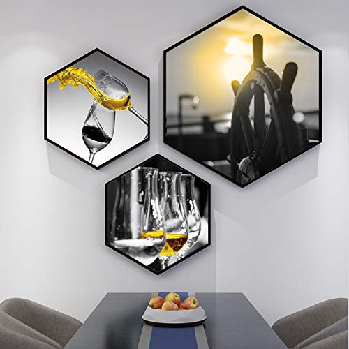 Mkmkl Hexagonal Combination Wall Painting, Simple Restaurant Decoration Background, Photo Frame Photo Wall,Gold,100X90Cm #TOP2