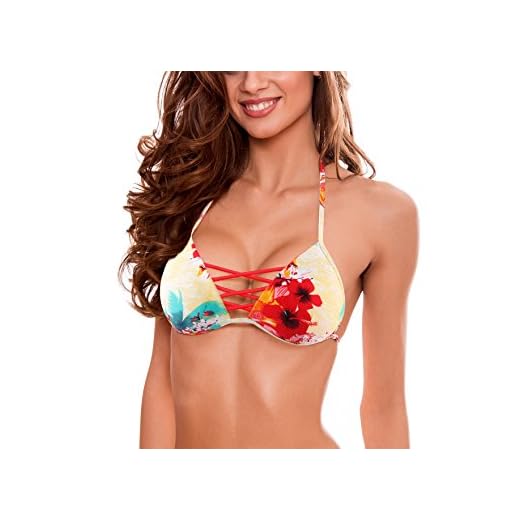 RELLECIGA ba?Ador Partes de Arriba de Bikinis de Mujer Triángulo Top Criss Cross Floral Amarillo M