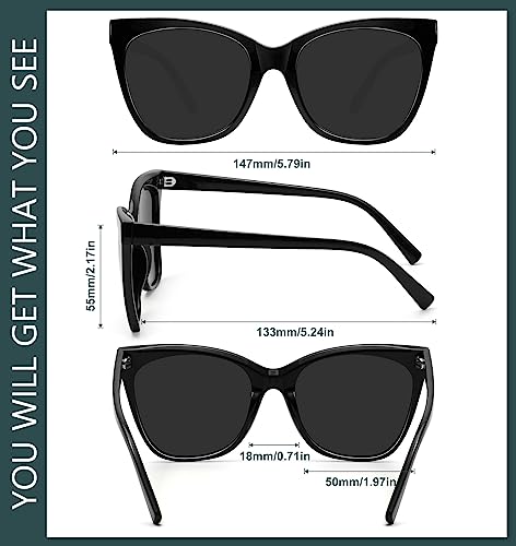 WOWSUN Large Polarized Cat Eye Sunglasses for Women4