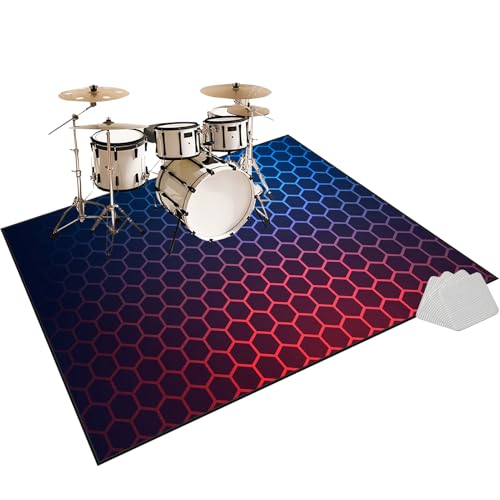 Fzamudng Drum Carpet Rugs Non-Slip, Drum Rug Drum Mat 120 x 70 cm | Professional Percussion E-Drum Rug | Drums Set Rug | Jazz Drum Bass Drum Snare Musical Instrument Mat | Soundproof Drum Blanket