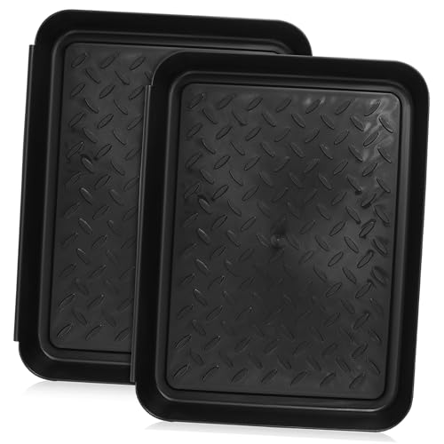 minkissy Bandejas para Botas De Plástico Negro 2 Piezas para Entrada y Jardín, Antideslizantes, Resistentes Al Agua, Protectoras para Calzado En Exteriores e Interiores