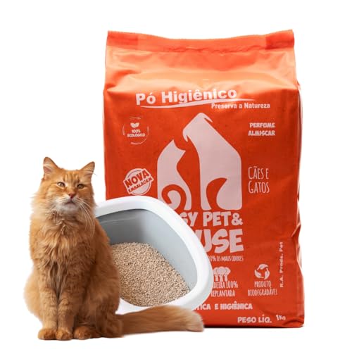 Pó Higiênico Eliminador de Odores Easy Pet & House - 1kg - Para Gatos e Cães - Neutraliza Odores e M