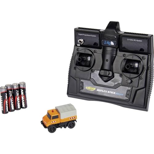 Carson 1:87 MB Unimog U406 Kommunal 100% RTR, ferngesteuertes Fahrzeug, fahrfertiges Modell, mit LED Beleuchtung und schaltbarer Warnleuchte, sehr Kleiner Wendekreis, perfekt für Dioramen, 500504125
