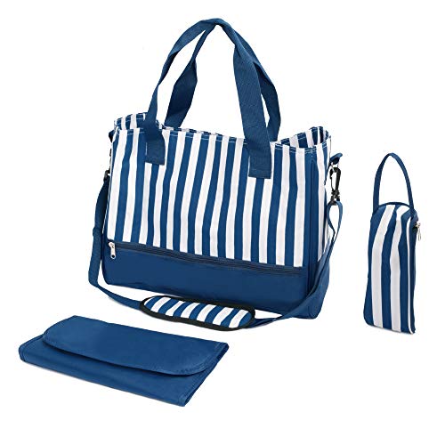 wuuhoo® Wickeltasche Amy - Baby-Wickeltasche mit Wickelauflage für unterwegs, Baby-Tasche zum Umhängen mit Kinderwagen-Befestigung, Multifunktionstasche - Baby Zubehör blau Cover