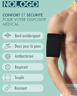 NOLOGO Manchon PICC Line Antibactérien 2pcs – Protection Bras Respirante pour Capteur Glycémie et Tatouage, Manchon Compression Bras en Microfibre – Made in Italy