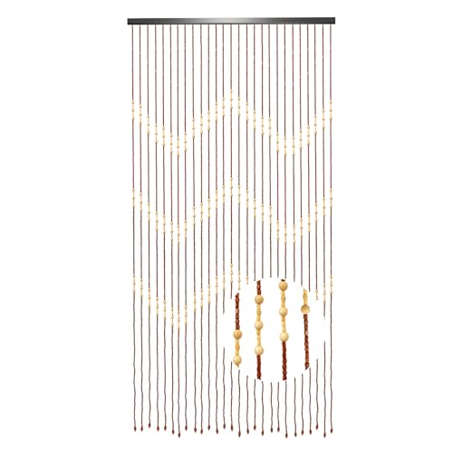 DHQCQL Cortina de cuentas para puerta, 90 x 175 cm, protección contra insectos, cortina de hilos de bambú con 27 líneas, cortina de cuentas de madera retro para decoración de puertas, separadores de