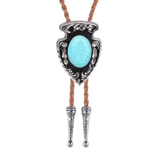 Image of Btilasif Bolo Tie Brown for Men, Scorpion Luminous Stone Cowboy Tie Western Leather Necktie Necklace for Women