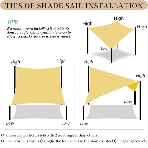 Toldo vela de sombra con protección rayos UV para patio exterior 8