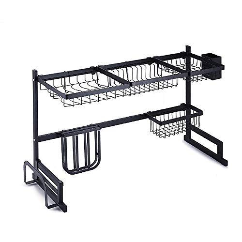 HUOLE Escurridor de Platos de Acero Inoxidable para Platos, Cuencos, Tazas para Estante de Cocina, Desmontable, 2 Niveles (85x32x52cm)