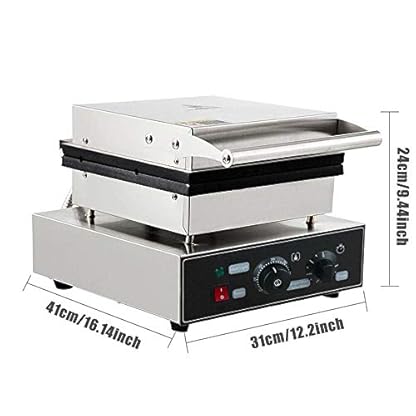 YUEWO Waffeleisen Elektrische Waffeleisen, Antihaftbeschichtet, 1750 W, Silber / Schwarz, Modern, Edelstahl – Bild 4