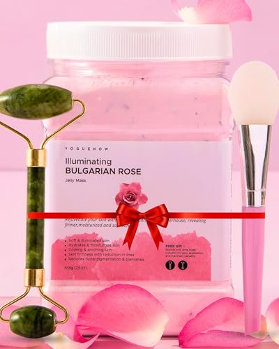 Jelly Face Mask with Rose, Jade Roller & Spatula