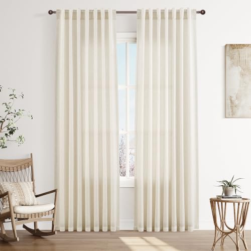 Joywell Linen Curtains 96-Inch 2 Panels Light Filtering