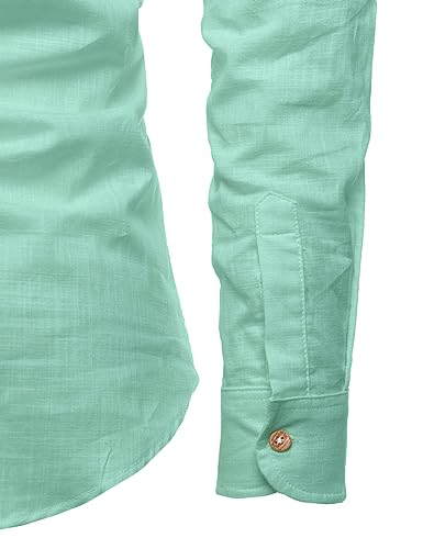 Image of Univibe Full Sleeve Chinese /Rounded /Mandarin Collar Pure Cotton Casual, Wedding, Party, Festival Stylish Short Length Slim fit Kurta Style Shirt for Men and Boys.