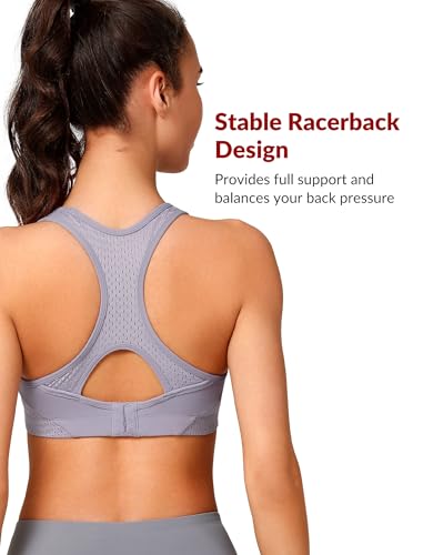 Image of Yvette Sports Bras for Women High Impact Support Racerback Sports Bra Plus Size No Underwire for Running Workout