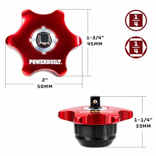 Powerbuilt 1/4-Inch Drive Finger Ratchet, Dual-Sided for 1/4-Inch Sockets and Hex Bits, 36-Tooth Reversible Mechanism, Compact and Lightweight with Red Anodized Finish - 941248 by Powerbuilt - Image 2