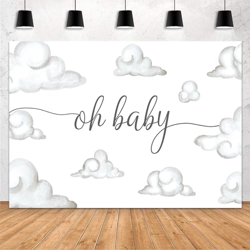 MEHOFOND 7x5ft Oh Baby Shower Backdrop White Clouds Baby Birthday