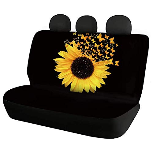 FUIBENG Cute Sunflower Butterflies Print Car Seat Cover Soft Scratch Proof Dog Bench Seat Covers for Pets,Kids Durable Car Backrest Seat Cushion Protection Accessory Universal Fit All Cars Vehicle