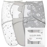 GLLQUEN BABY Organic Newborn Swaddles Sleep Sack, Gray Starry Sky & Astronaut, Swaddle Blankets for