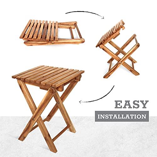 Litada Small Patio Table (Set Of 1) Acacia Wooden Small Table, Side Table, Coffee End Table, Small Square Folding Side Table, Plant Stand Mid Century Easy Assembly Modern Home Decor (Natural Color) #TOP3