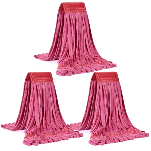 Image of Matthew Cleaning Microfiber Tube Mop(Large,Red,3Pack) Heavy Duty Mop Head Replacement,Excellent Absorbency,Premium launderability,Reusable,Loop end for Home,Commercial and Industrial Use