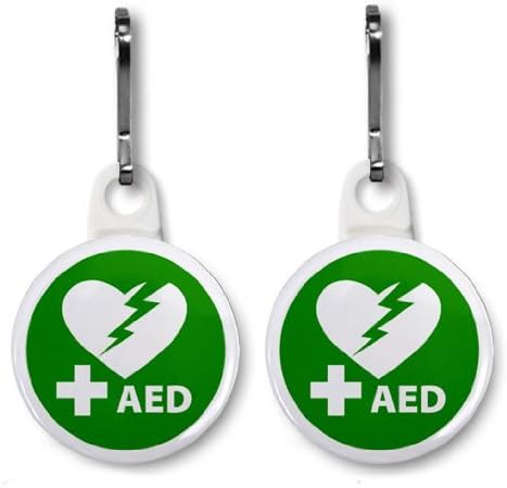 AED Defibrillator Certified 2-Pack of 1 inch Zipper Pull Charms