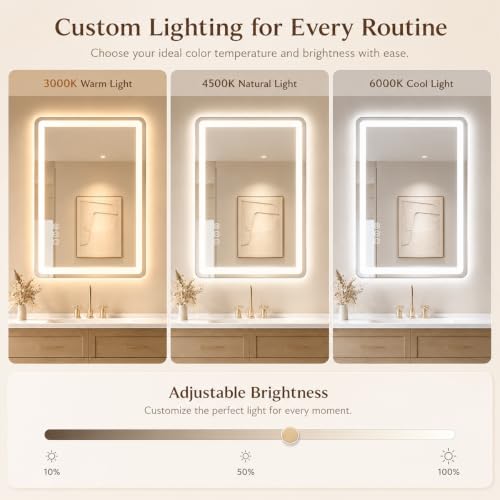 Image of 24x36 LED Lighted Bathroom Mirror for Vanity