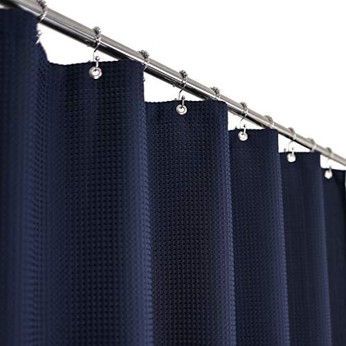 Barossa Design Small Short Shower Curtain Waffle Weave 36 x 60 Inches - 230GSM Heavy Fabric, Water Repellent, Washable, White, 36x60