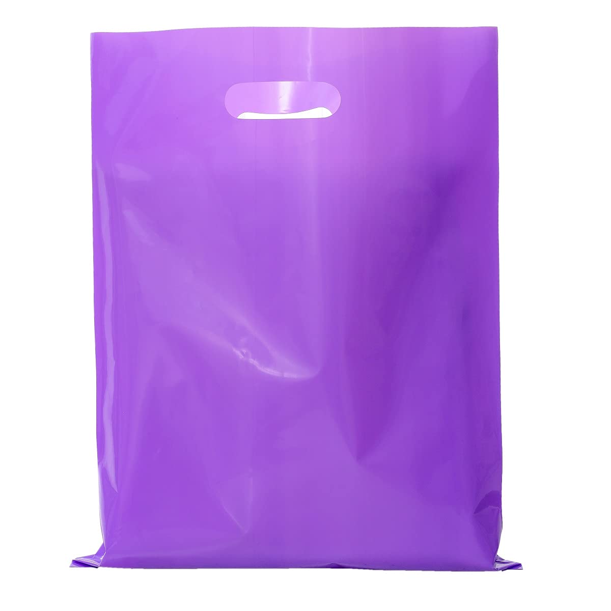 ysmile Large Purple Plastic Shopping Bag for Small Business Boutique for Retail Merchandise Die Cut Poly with Handle 11.8"x15.8"