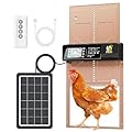 FAKI Automatic Chicken Coop Door Solar Powered with Timer Light Sensor, 2000mAh Battery and 4 Modes, Anti-Pin Brown.