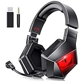 BENGOO 2.4G Wireless Gaming Headset Headphones for PS5 PS4 PC with Detachable Noise Canceling Mic,...