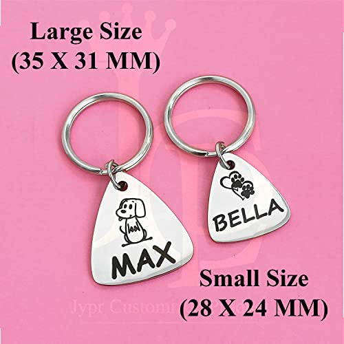 Image of Jypr Customized Product's Pet ID Face Tag Personalize Black Laser Engraved Name Locket Collar Tag for Your Loving Pet Dog, Cat 2 MM Tiny with Little Paw Charm (Drop Shape Large)