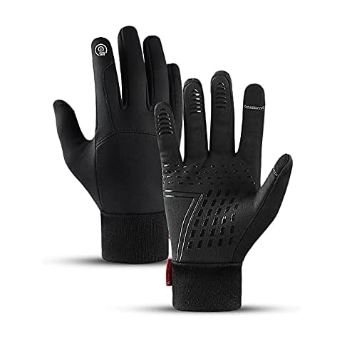 Thermal Gloves Winter Gloves Touchscreen Anti Slip Windproof Warm Full Finger Mountain Bike Gloves (Black, L) Cover