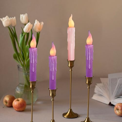 Image of LED Flameless Short Taper Candles with Remote, 6.7 Inch Advent Candlesticks Dripless Battery Operated Flame Christmas Candle for Fireplace Holiday Decor, Pack of 4