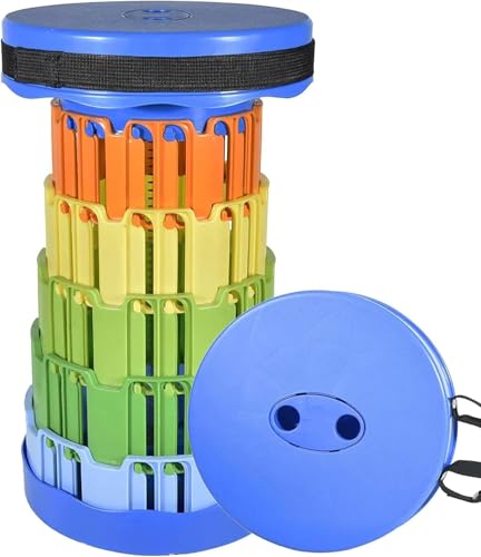 Image of Folding Stool, Camping, Hiking, Fishing, Picnic Chair Seat Table, Round Foldable Stool for Home, Office, Garden, Traveling (Rainbow Stool)
