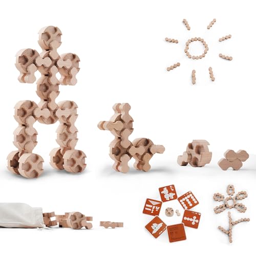 Edyfico THS101 Bausteine, Premium Holzbausteine Montessori Spielzeug für...