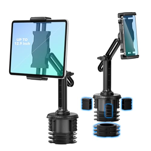 KDD Samochodowy uchwyt na kubek, uchwyt na tablet, regulowany uchwyt na iPada, stojak do samochodów ciężarowych SUV, obrót o 360°, uchwyt samochodowy do iPhone'a iPad Pro 12,9/11/Air 6/5/Mini, Samsung
