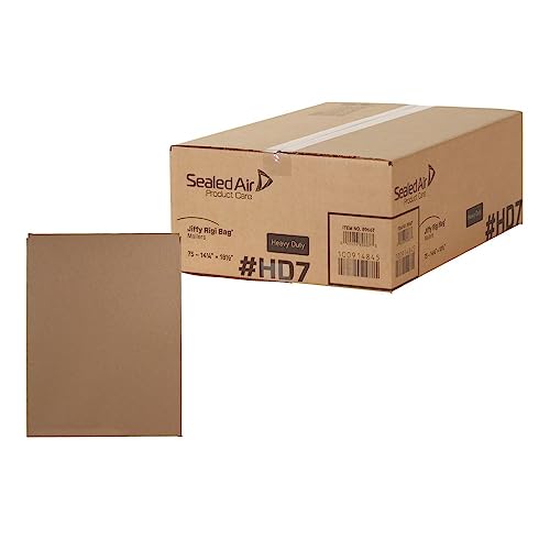 Sealed Air Jiffy Rigi Bag Shipping Rigid Mailers, Case of 75, Recycled Bend Free Puncture Proof Fiberboard Mailing Envelope, #7-14.25" x 20", Kraft