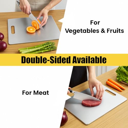 Image of Titanium Cutting Board, 100% Pure Titanium Chopping Board for Kitchen, Hygiene & Durability Double Sided Cutting Board, Non toxic Chopping Board, Dishwasher Safe (13.2 inch x 9.4 inch)