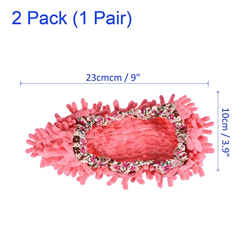 Image of M METERXITY 1 Pair Washable Cleaning Shoes Cover - Floor Cleaning Dust, Chenille Microfiber Duster Mop Slippers, Apply to House Office Room (Pink)