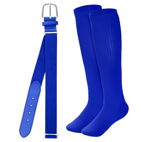 Baseball Socks and Belt Combo Set Adjustable Softball Baseball Socks and Elastic Waist Belt for Adult