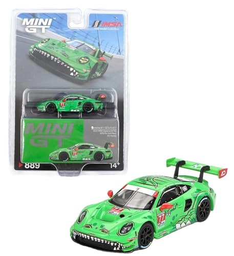 1:64 Diecast Model Car Compatible with Porsche 911 GT3 R #77 AO Racing 2024 IMSA Daytona 24 Hrs GTD Pro 2nd Place Limited Edition by Mini GT MGT00889