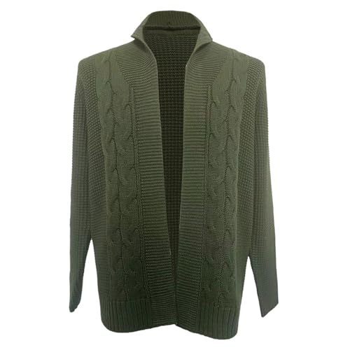 Mens Cable Knit Long Sweaters Cardigan Long Sleeve Open Front Cardigan Twist Textured Sweater