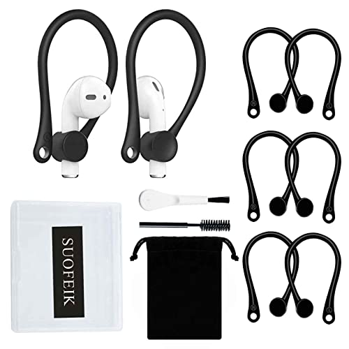 Ear Hooks for AirPods 1 & 2 & 3 and AirPods Pro, 3 Pairs Professional Anti-Drop Silicone Earbuds Tips Hook Compatible with Apple AirPods 1 & 2 & 3 and AirPods Pro (3Pairs Black)